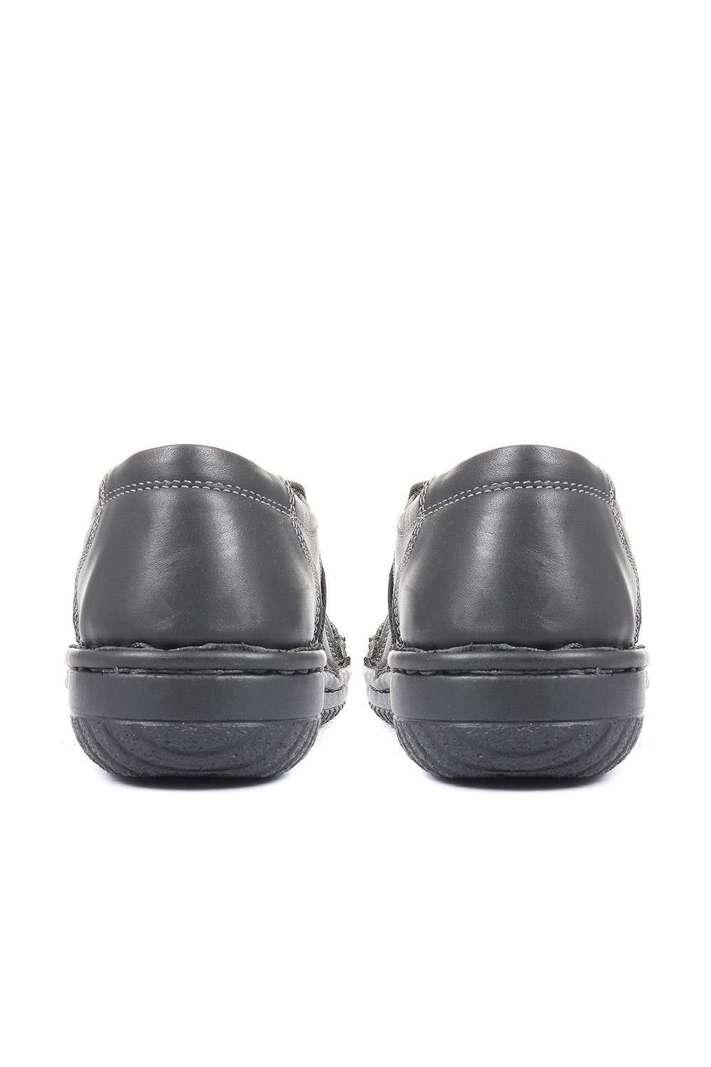 Pavers Pavers Women's Leather Slip On Shoe with Elastic Loop in Black - 3