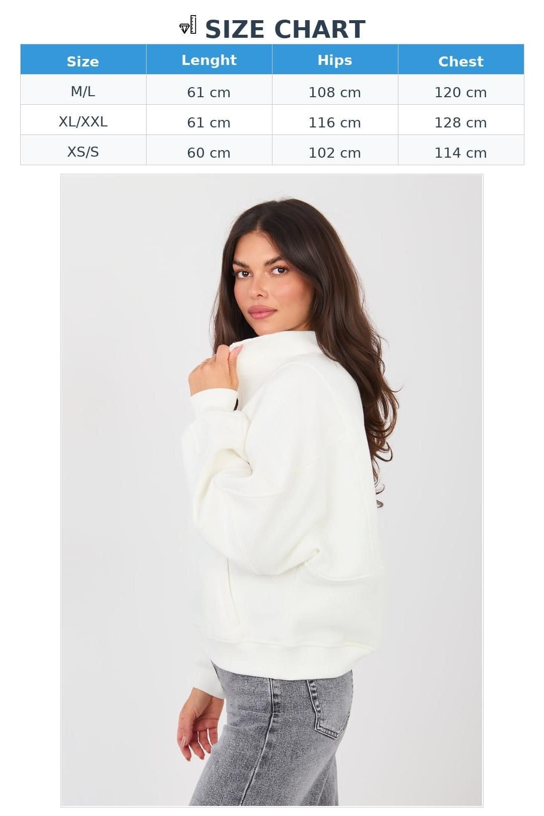 Love Lace Love Lace Women's Cotton Blend Half Zip Sweatshirt with Pockets in Off-White - 4