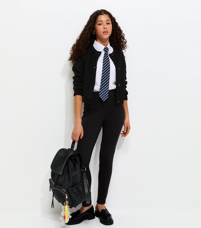 New Look Girls' Black Crew Neck Knitted School Cardigan New Look - 3