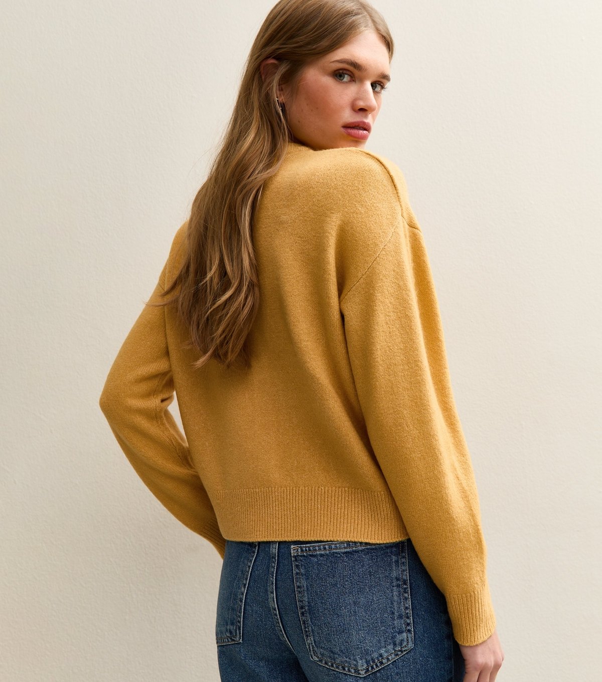 New Look Women's Dark Yellow 3D Floral Knitted Cardigan New Look - 4