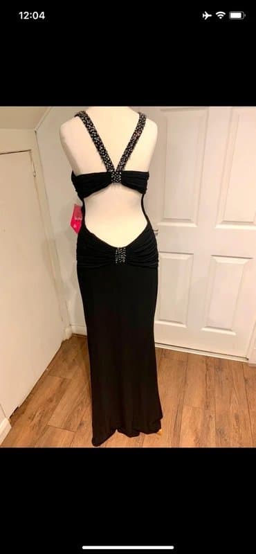 Morgan Y2k designer 90s 00s long LBD backless low back slinky plunge cami maxi dress