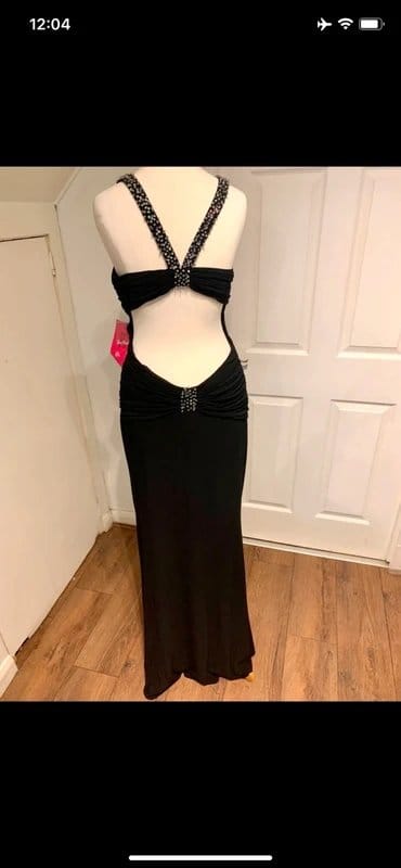 Morgan Black Silky Backless Low Back Cami Maxi Dress