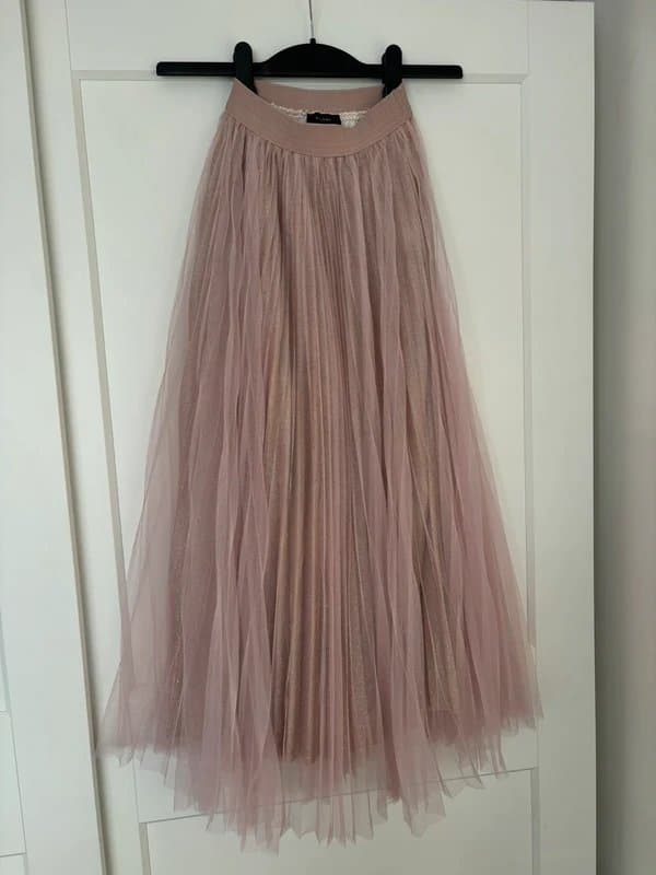 New Look New Look champagne sparkly tulle maxi skirt