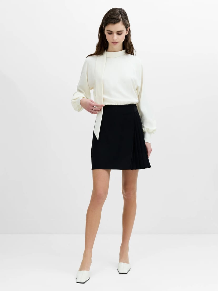 French Connection Vinnie Tailored Black Pleated Mini Skirt Black - 1