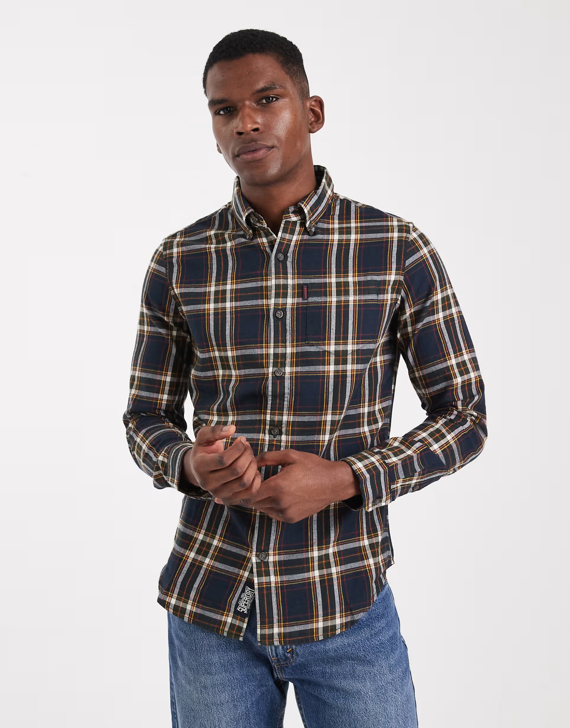 ASOS Superdry Cotton vintage check shirt in bryce check navy - 1