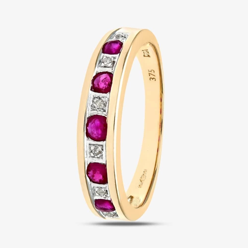 T.H.Baker T.H.Baker Women's 9ct Five Stone Ruby Half Eternity Ring in Gold