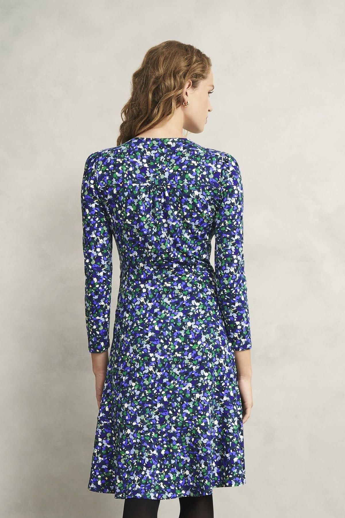Hobbs London Hobbs London Women's Demi Long Sleeve V-Neck Jersey Dress in Teal - 4