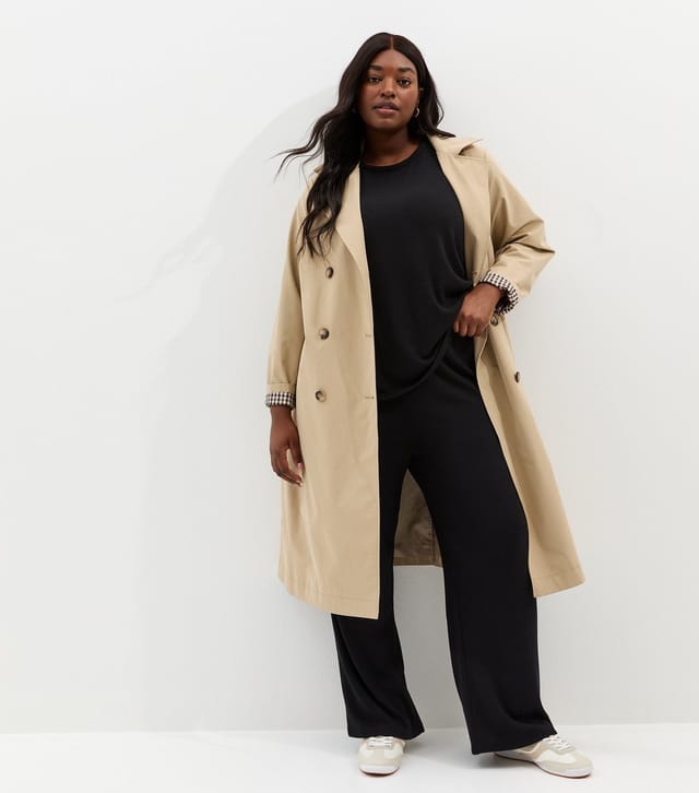New Look Women's Plus Size Black Textured Wide Leg Trousers Curves New Look - 3
