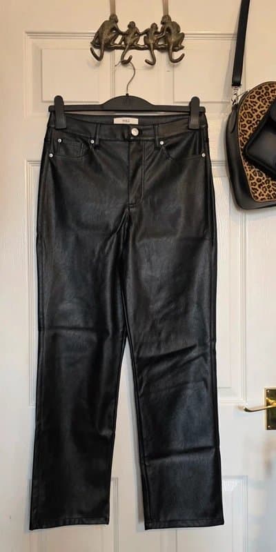 Marks & Spencer M&S High Waisted Black Faux Leather Trousers