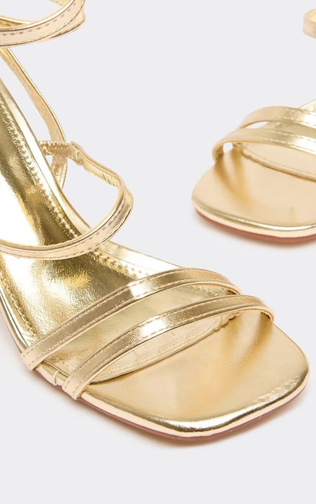EGO Violeta Strappy Detail Heel In Gold Faux Leather., Women's Size UK 3 - 2