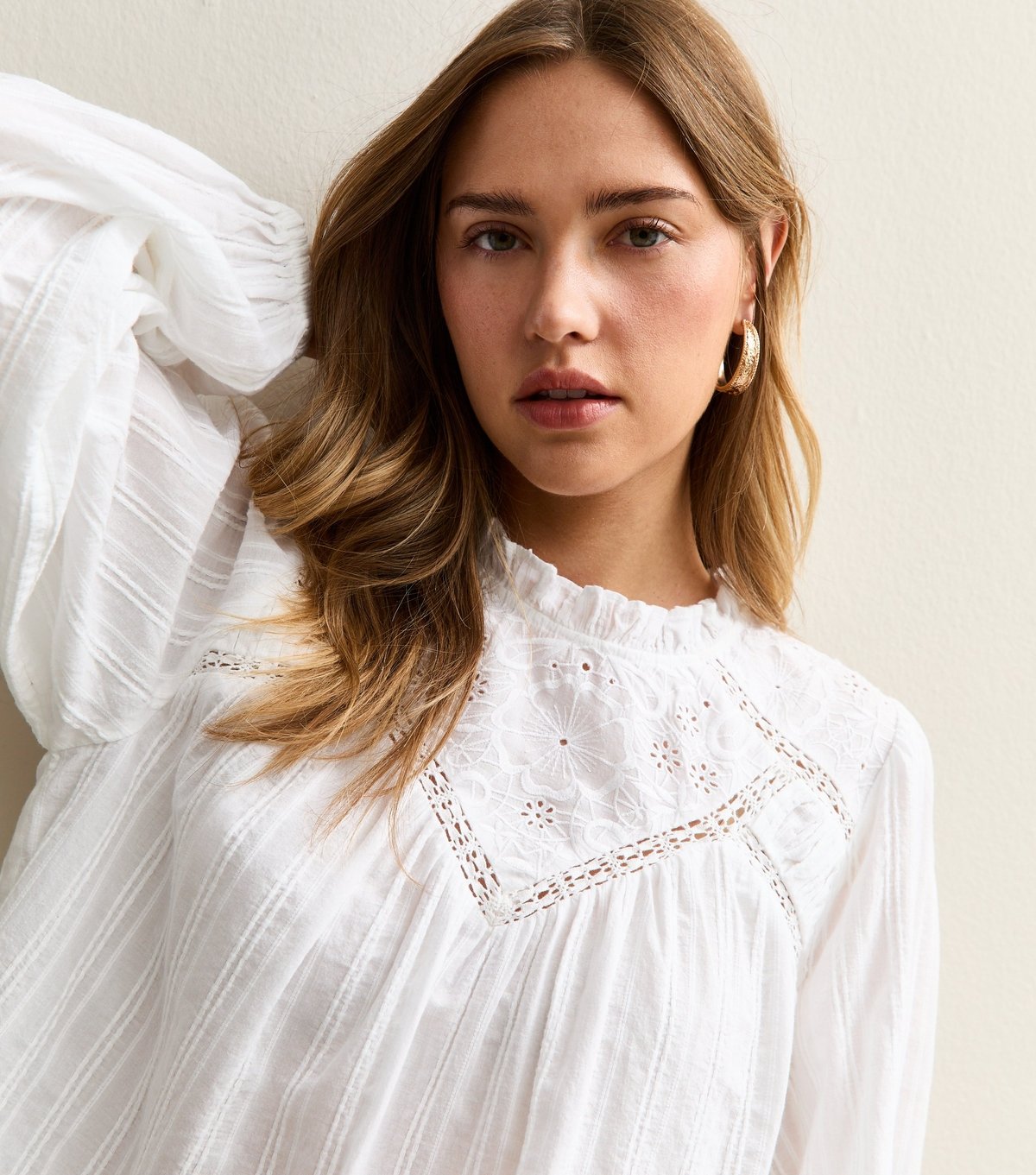 New Look Women's White Embroidered Long Sleeve Blouse New Look - 1