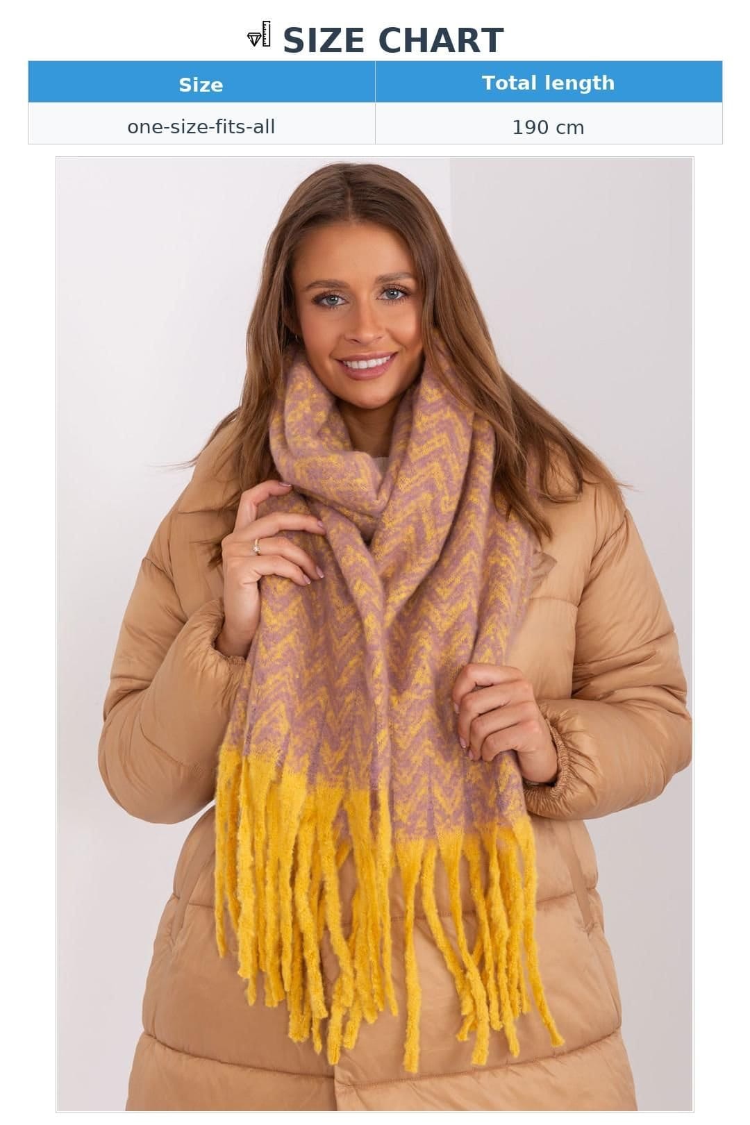 Love Lace Love Lace Women's Geometric Pattern Long Polyester Scarf with Tassels Fall Winter in Yellow - 4