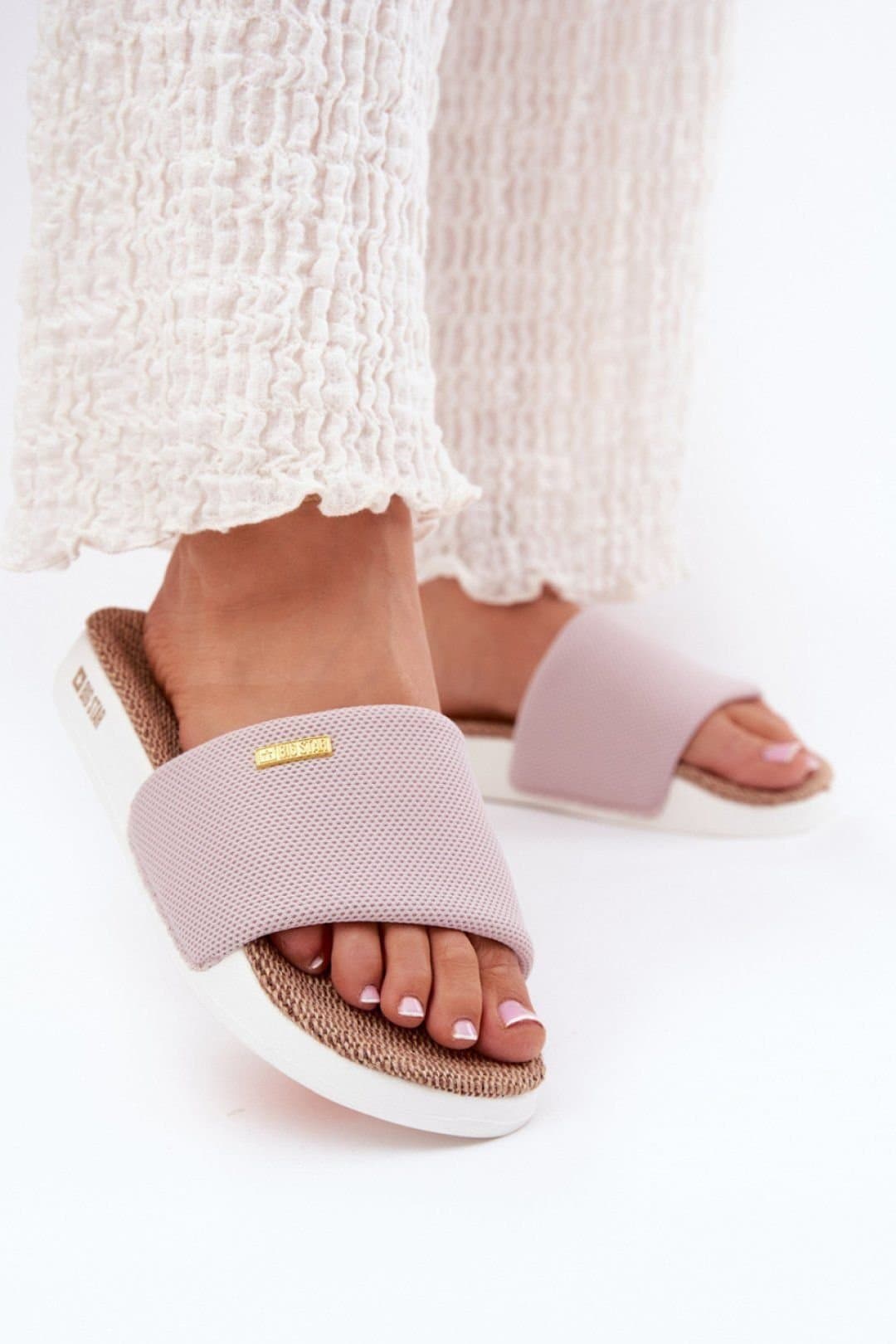 Love Lace Love Lace Women's Big Star Textile Foam Sole Summer Flip Flops for Comfort in Pink