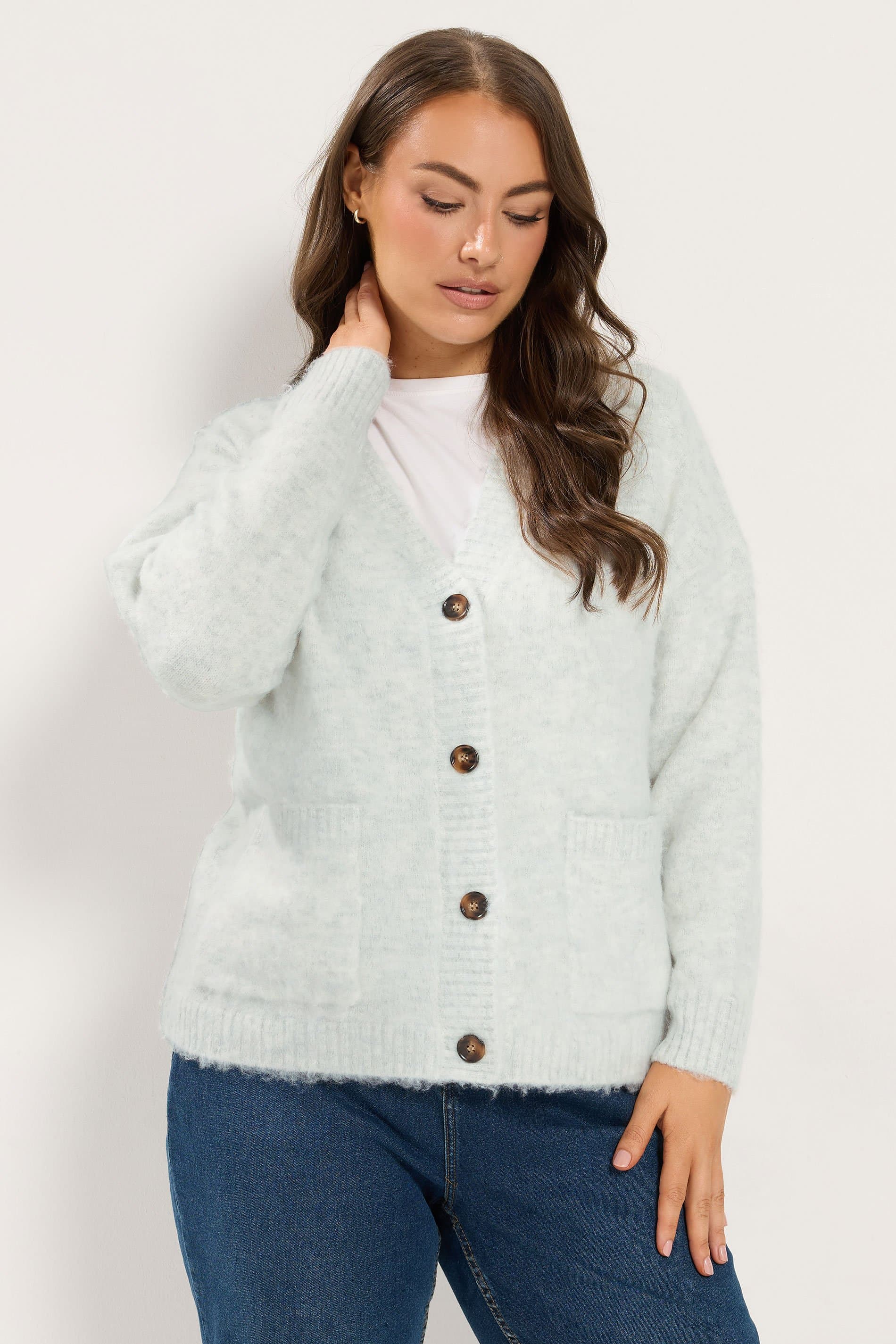 Yours Plus Size Grey Brushed Boyfriend Cardigan