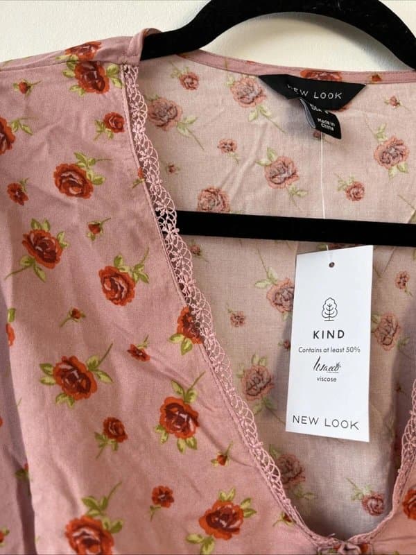 New Look New look - floral tie front lace dress - size 12 - pink