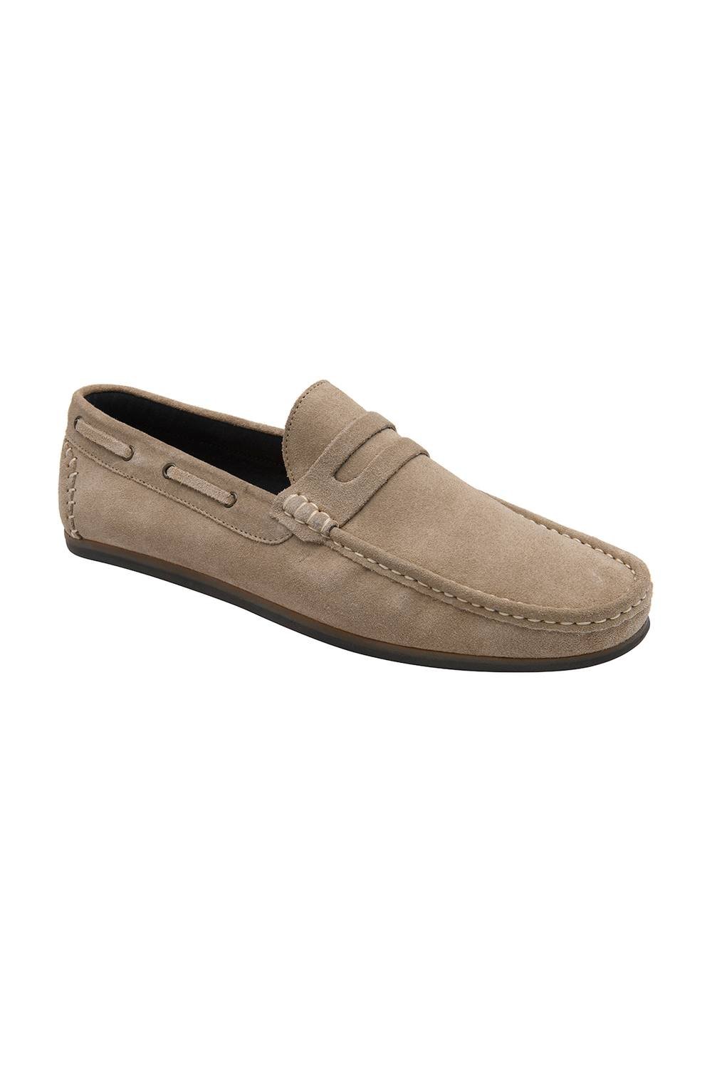 Frank Wright Frank Wright Men's Suede 'Duggan' Penny Loafers in Stone - 4