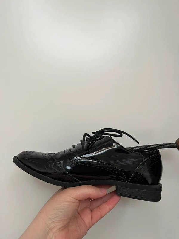 ASOS Asos size 4 women black patent brogues work office shoes