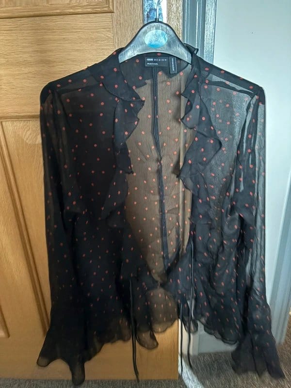 ASOS Black Chiffon Frilled Blouse