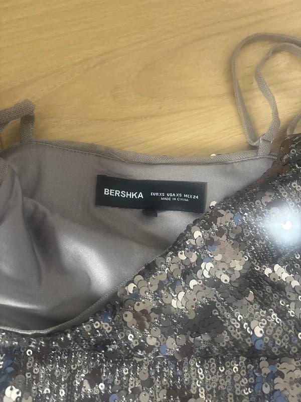 Bershka Silver Sequin Bershka Mini Dress