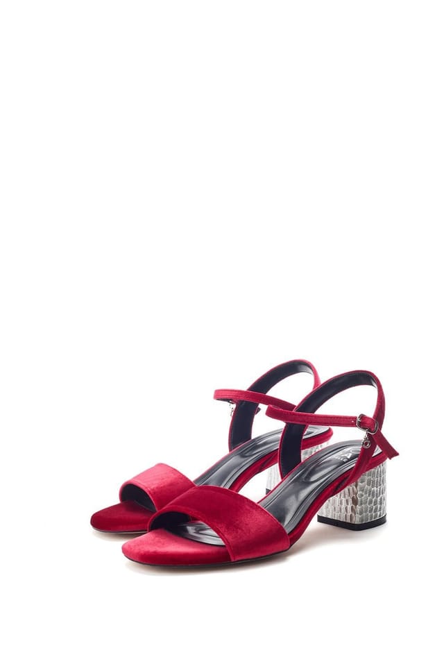 Moda In Pelle Moda In Pelle Women's 'Nareena' Velvet Heeled Sandals in Red - 2