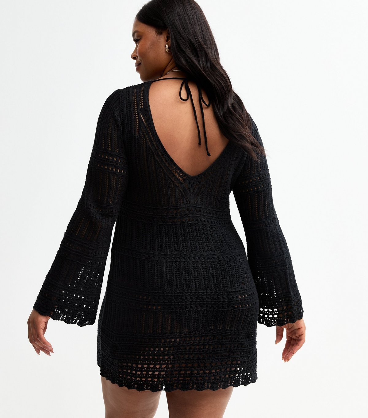 New Look Women's Plus Size Black V-Neck Pointelle Kaftan Curves New Look - 4