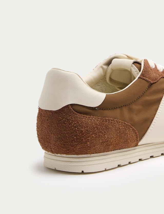 Marks & Spencer M&S Slim Line Leather Mix Runner Trainers Tan - 2
