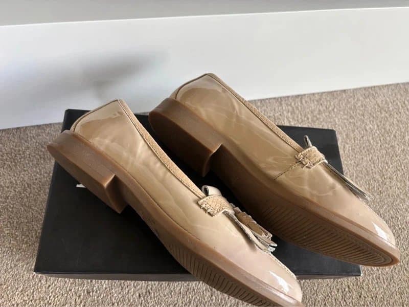 Dune London Dune London beige cream patent leather loafers - size 5