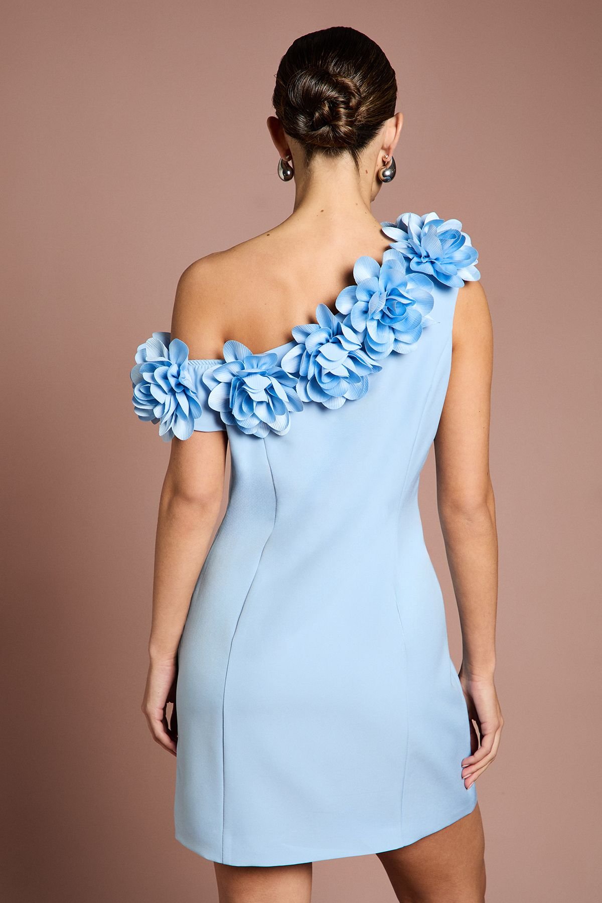 Coast Coast Women's 3D Floral One Shoulder Mini Dress in Blue - 3