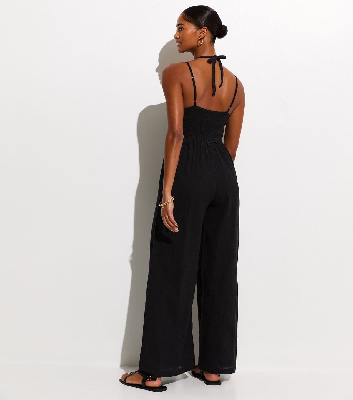 New Look Women's Black Crochet Bodice Wide Leg Jumpsuit New Look - 4
