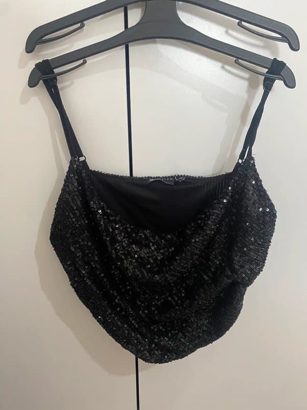 ASOS ASOS Design sequin cowl neck corset top in black