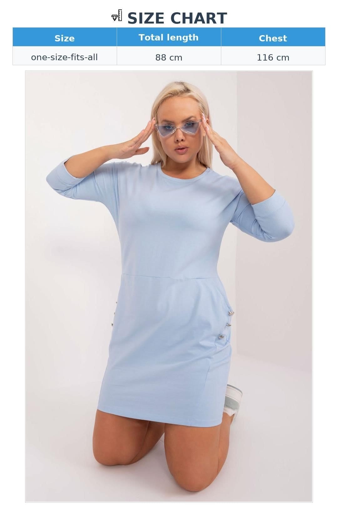 Love Lace Love Lace Women's Plus Size Cotton Knee Length Dress with Pockets in Blue - 4