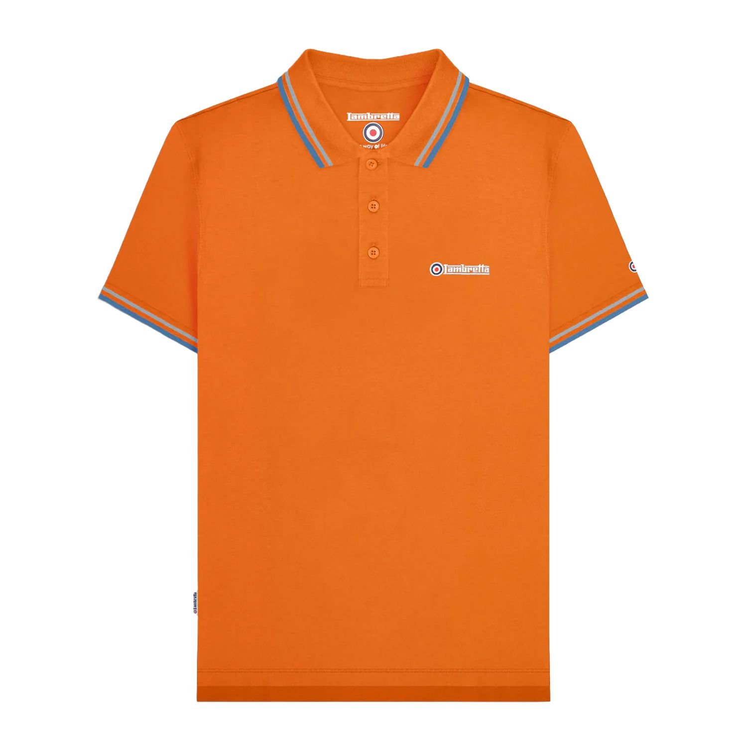 Lambretta Lambretta Men's SS25 Twin Tip Polo Shirt in Pale Orange - 3