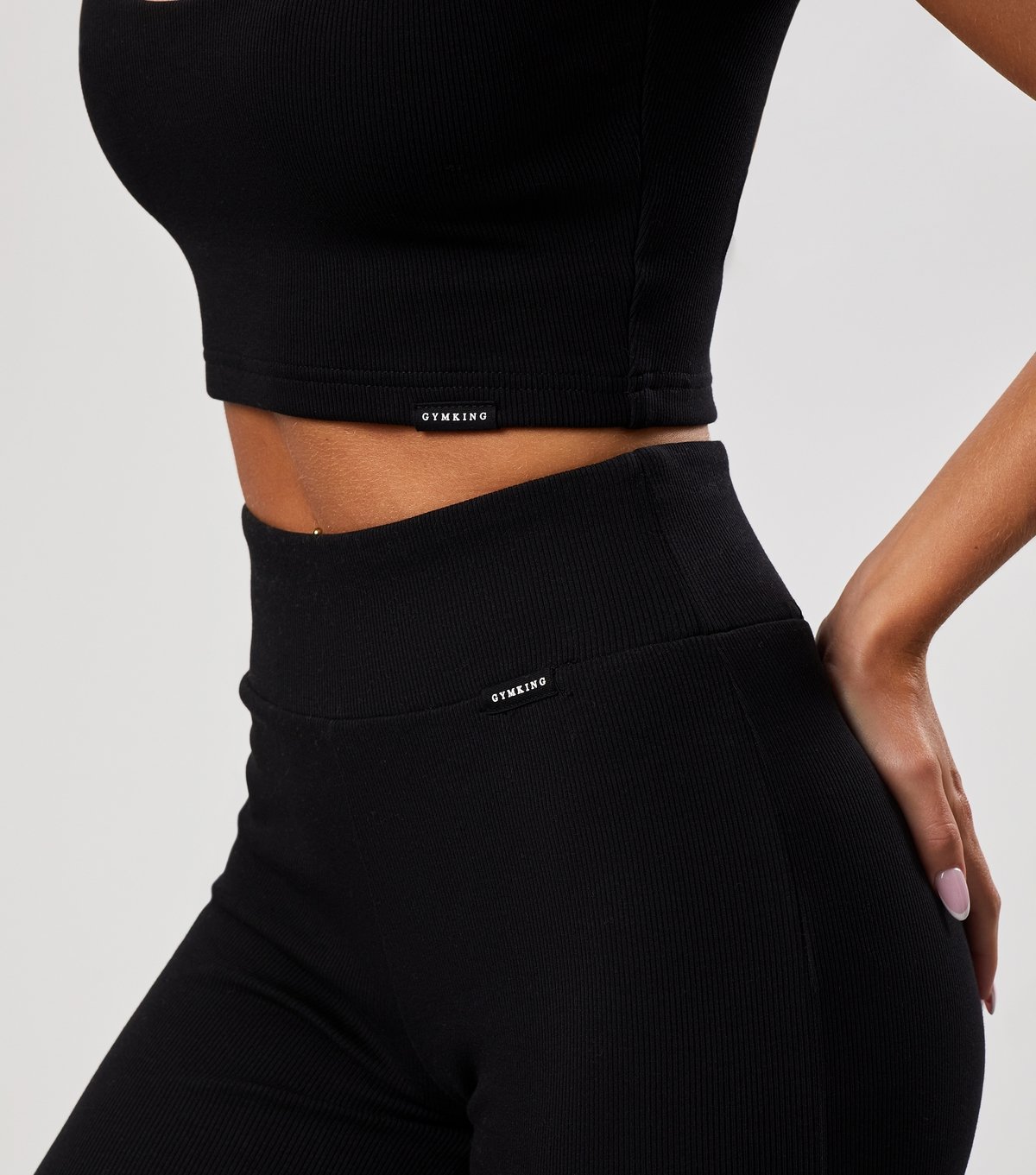 Gym King Women's Black Rib Flared Leggings Gym King New Look - 4