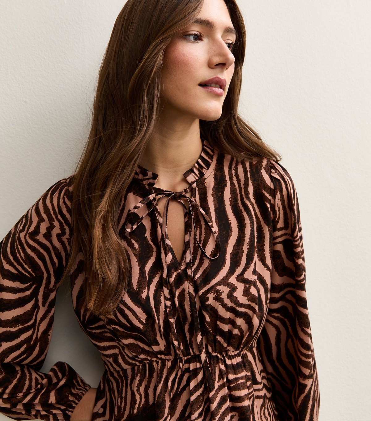 New Look Women's Brown Zebra Print Long Sleeve Mini Dress New Look - 3