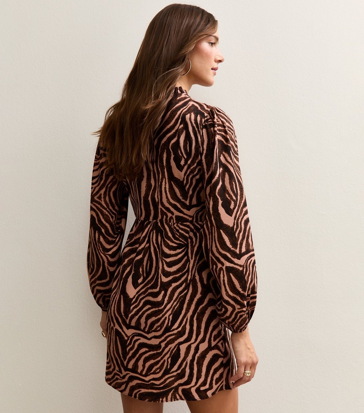 New Look Women's Brown Zebra Print Long Sleeve Mini Dress New Look - 4