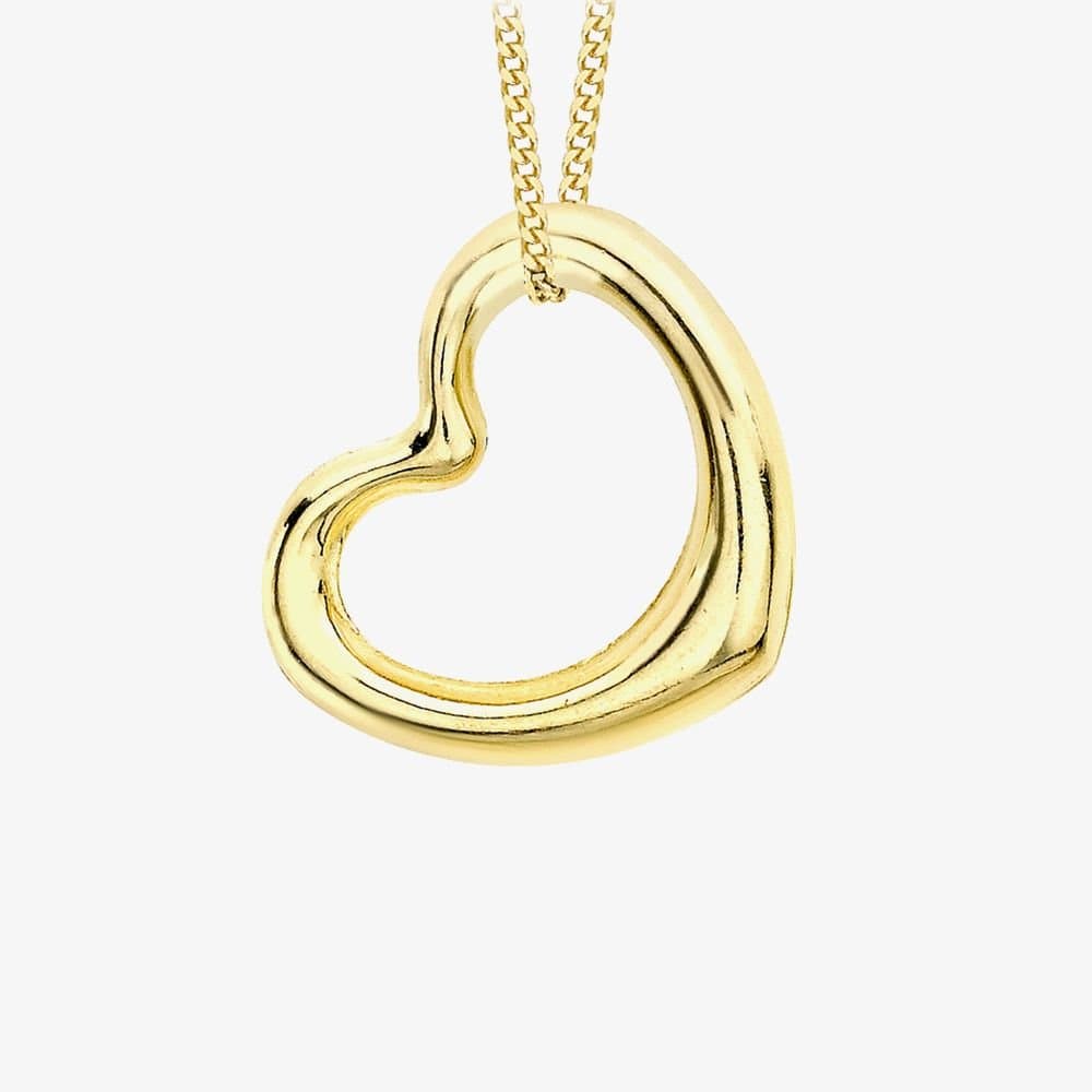 T.H.Baker T.H.Baker Gold Open Heart Necklace 9ct Yellow Gold