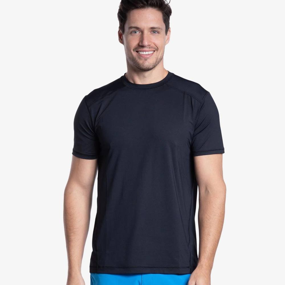 BloqUV BloqUV Men's Regular Fit UPF 50+ Sun Protection Short Sleeve Crew Top in Black - 4