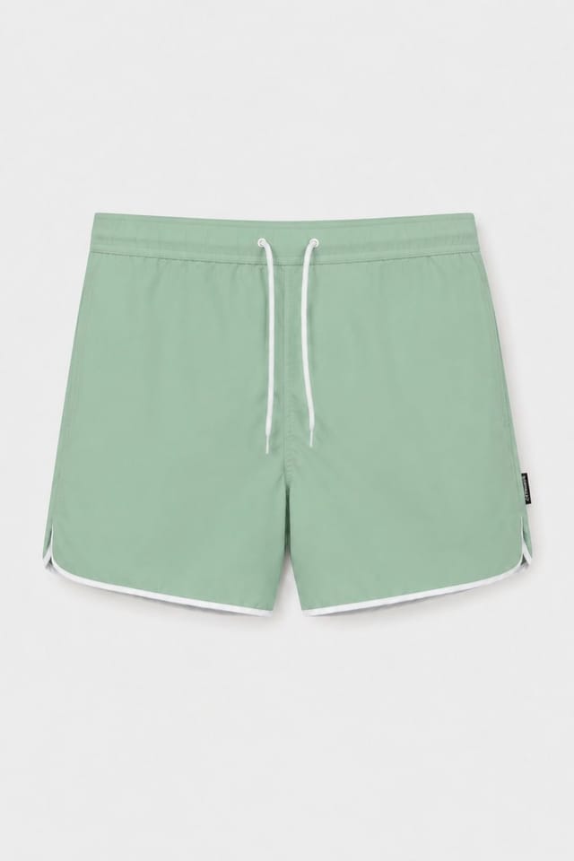 Little Nooks Little Nooks Men's Petro Contrast Trim Swim Shorts in Light Green - 2