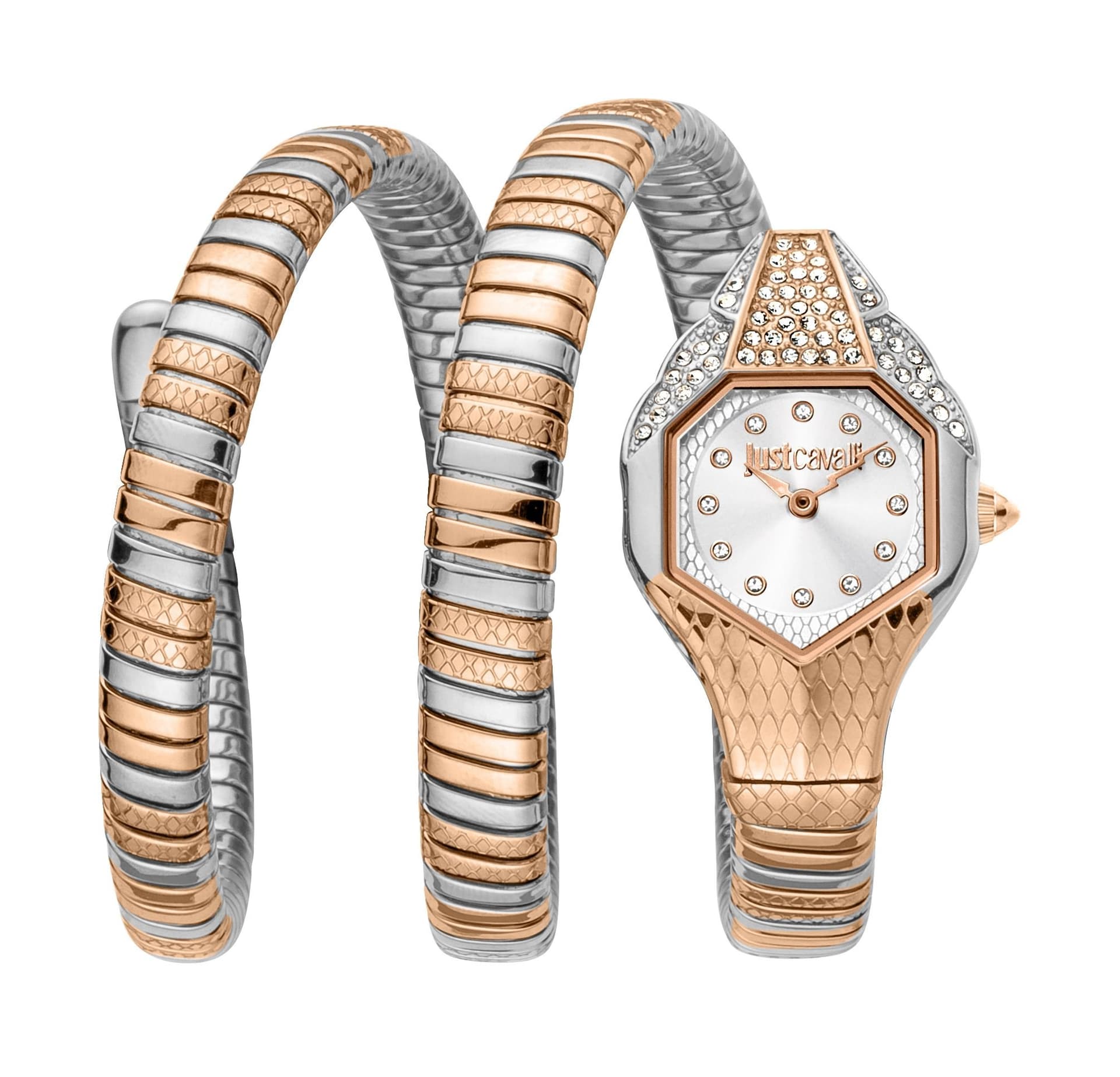 Just Cavalli Just Cavalli Women's Snake 316L Stainless Steel White Two Tone Watch