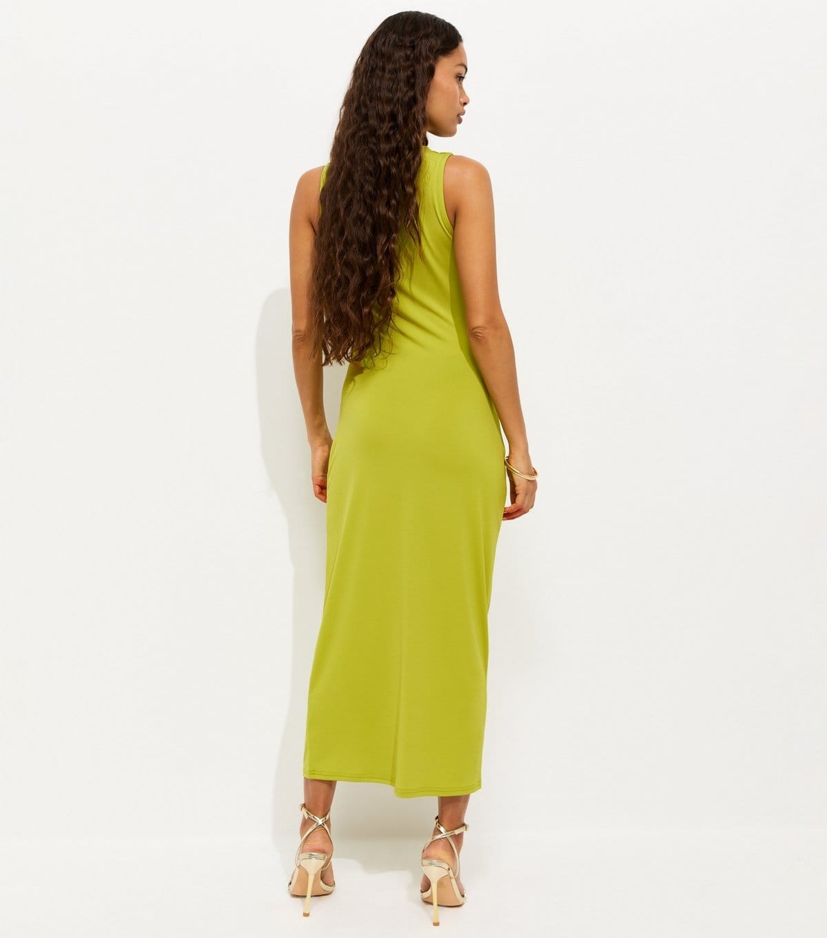 New Look Women's Petite Bright Green Starfish Charm Ruched Midi Dress New Look - 4