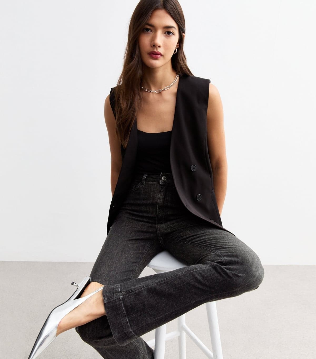 New Look Women's Washed Black Flared Jeans New Look