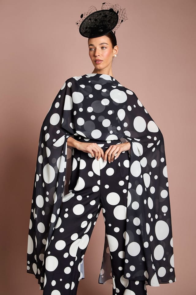 Coast Coast Women's Lisa Tan Printed Cape Sleeve Side Leg Jumpsuit in Mono - 2
