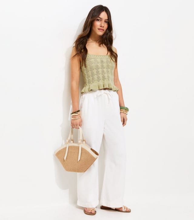 New Look Women's Petite Light Green Square Neck Crochet Vest New Look - 3