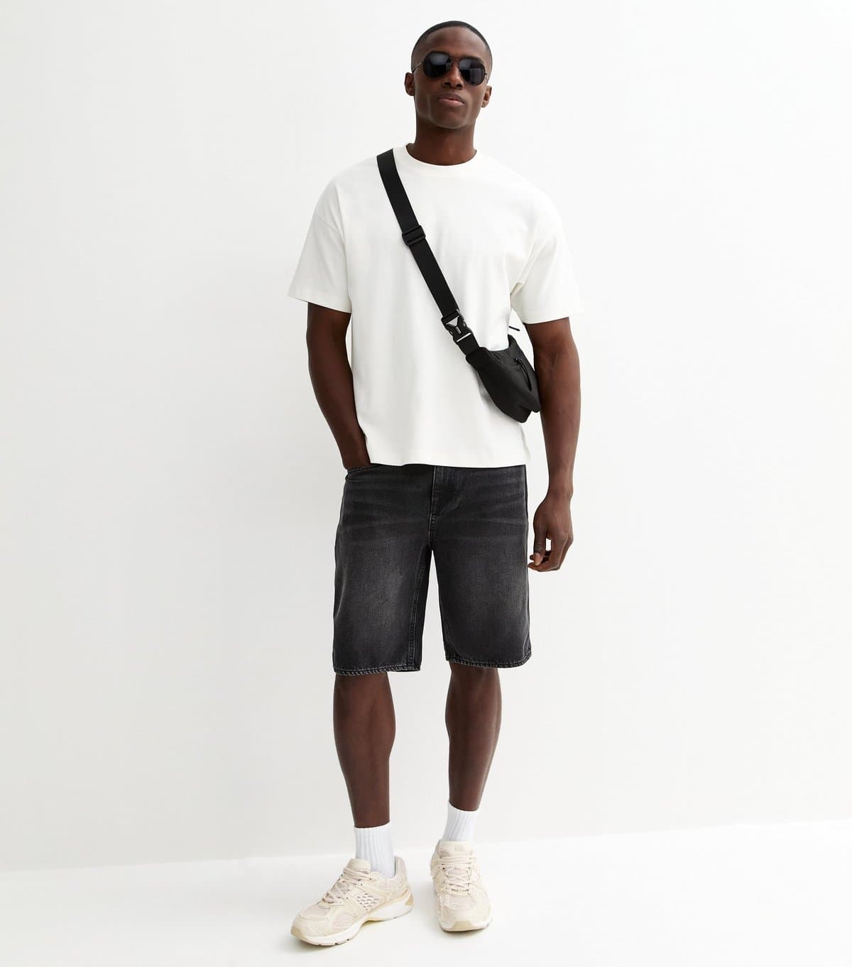 New Look Men's Dark Grey Denim Bermuda Shorts New Look