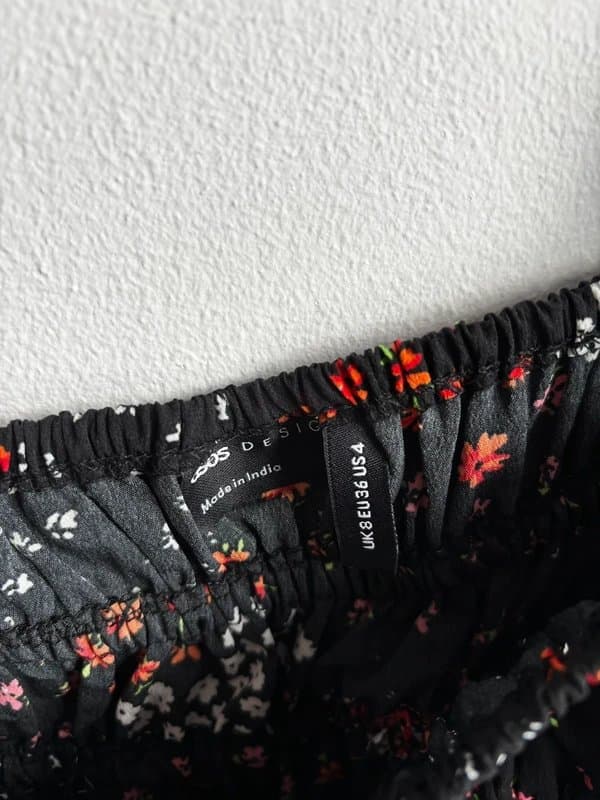 ASOS ASOS long sleeve shirred square neck top blouse in ditsy print Size 8