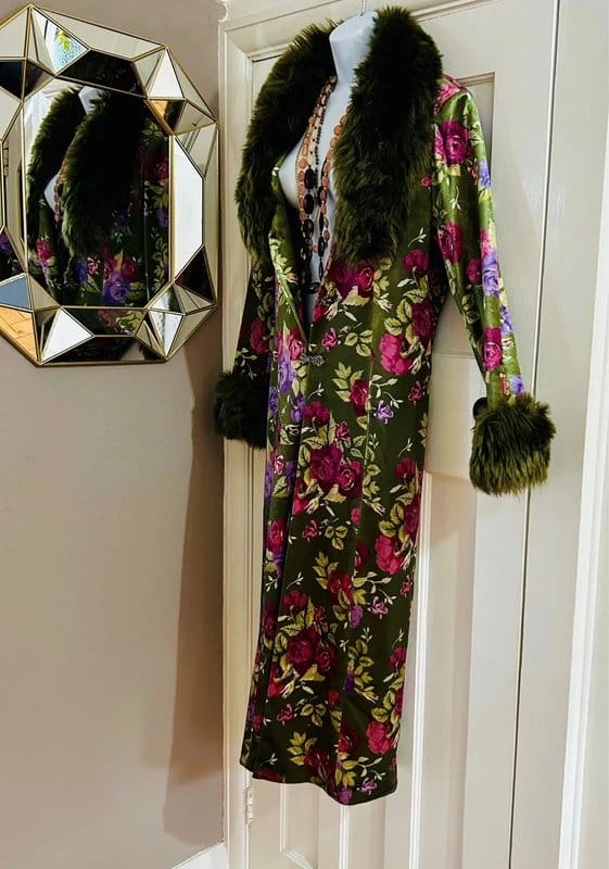 Joe Browns Floral fur trim Coat kimono duster jacket bohemian hippie festival wedding special occasion 12 - 1