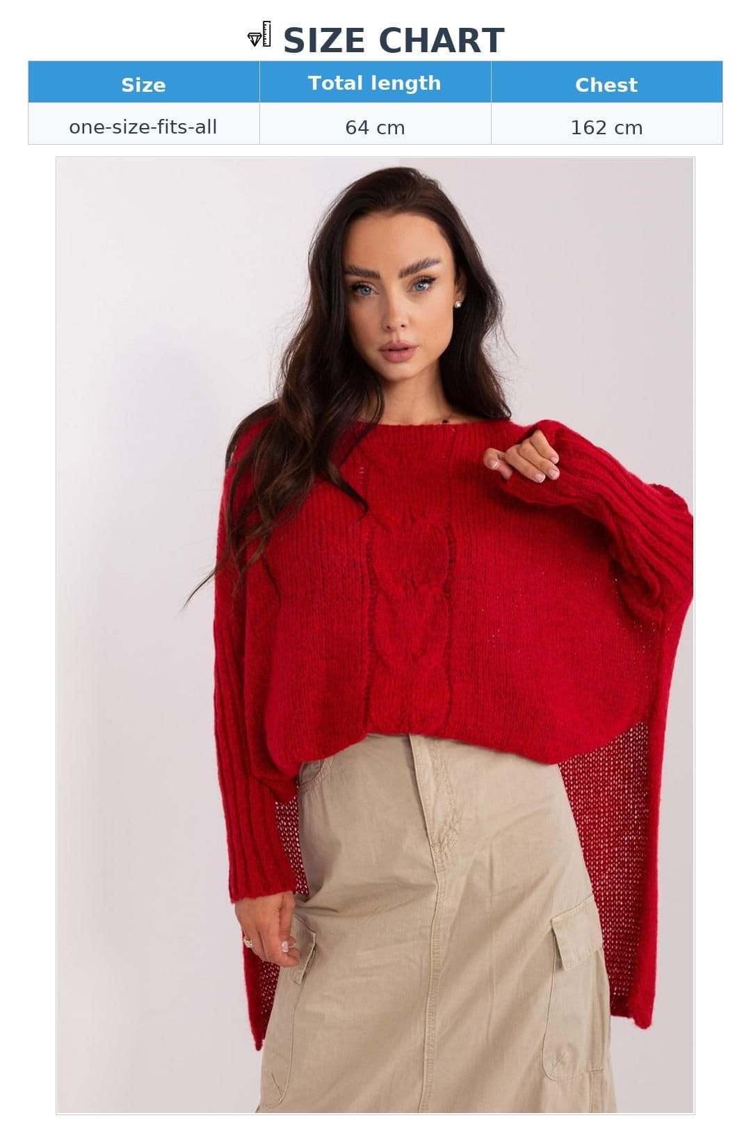 Love Lace Love Lace Women's Casual Acrylic Boat Neck Sweater in Red - 4