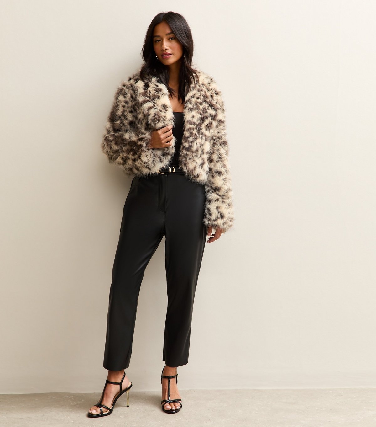 New Look Women's Petite Brown Animal Print Faux Fur Coat New Look - 3