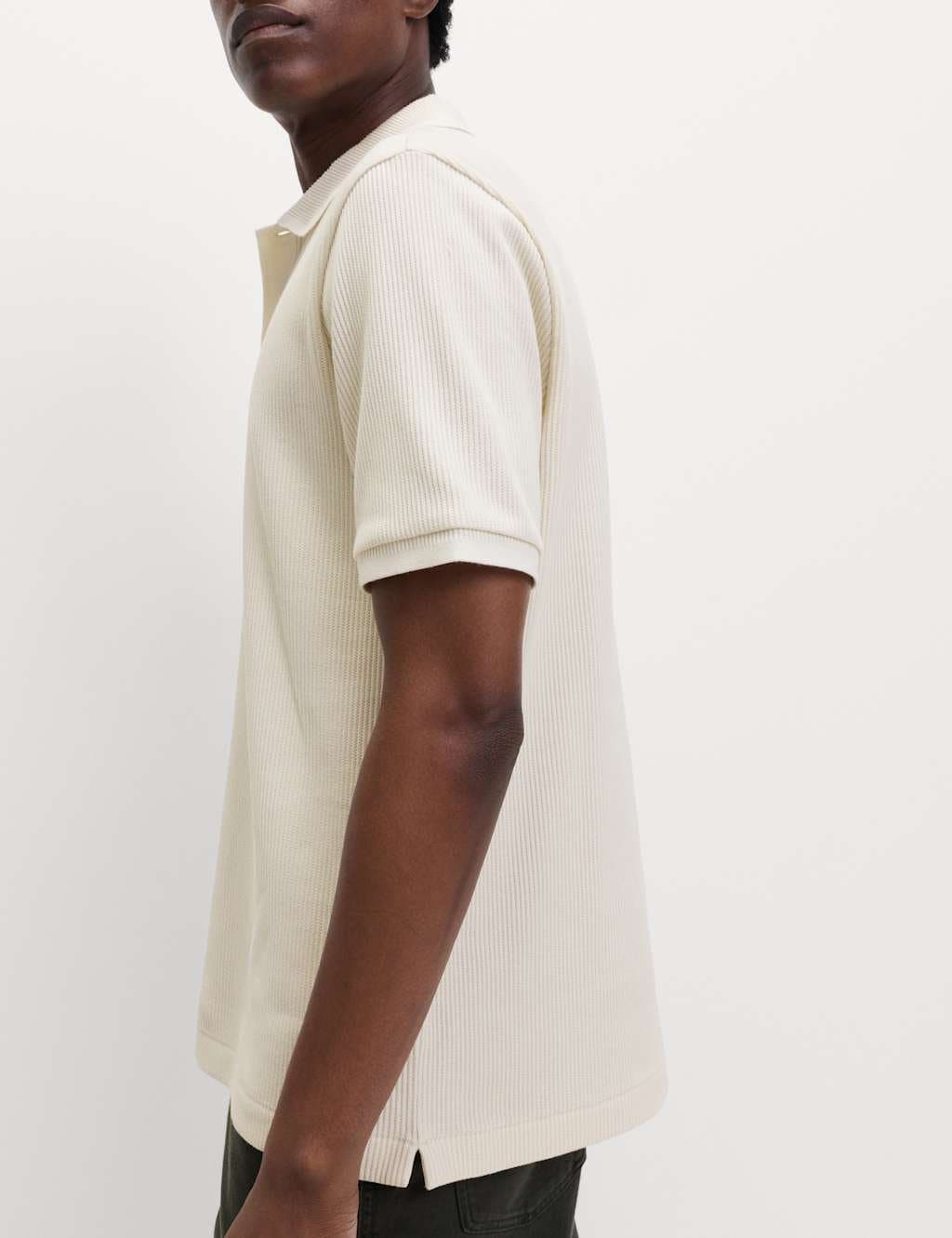 Marks & Spencer M&S Ecru Cotton Textured Polo Shirt