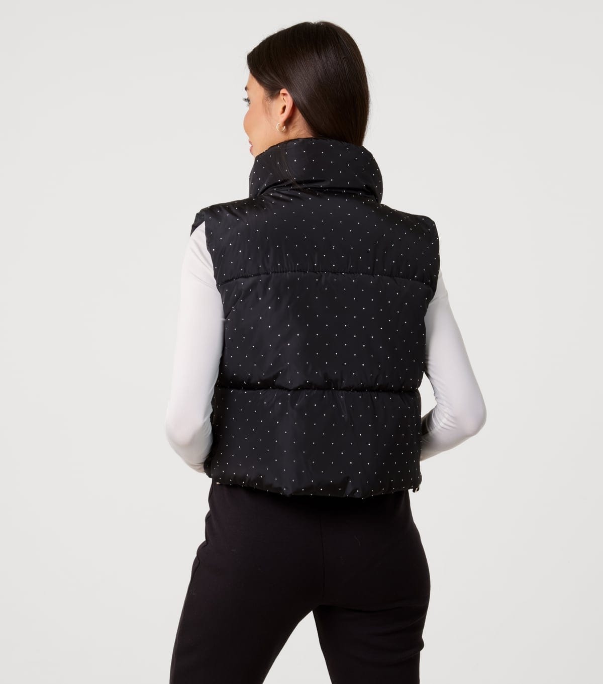 Pink Vanilla Women's Black Diamante Sleeveless Puffer Gilet Pink Vanilla New Look - 4